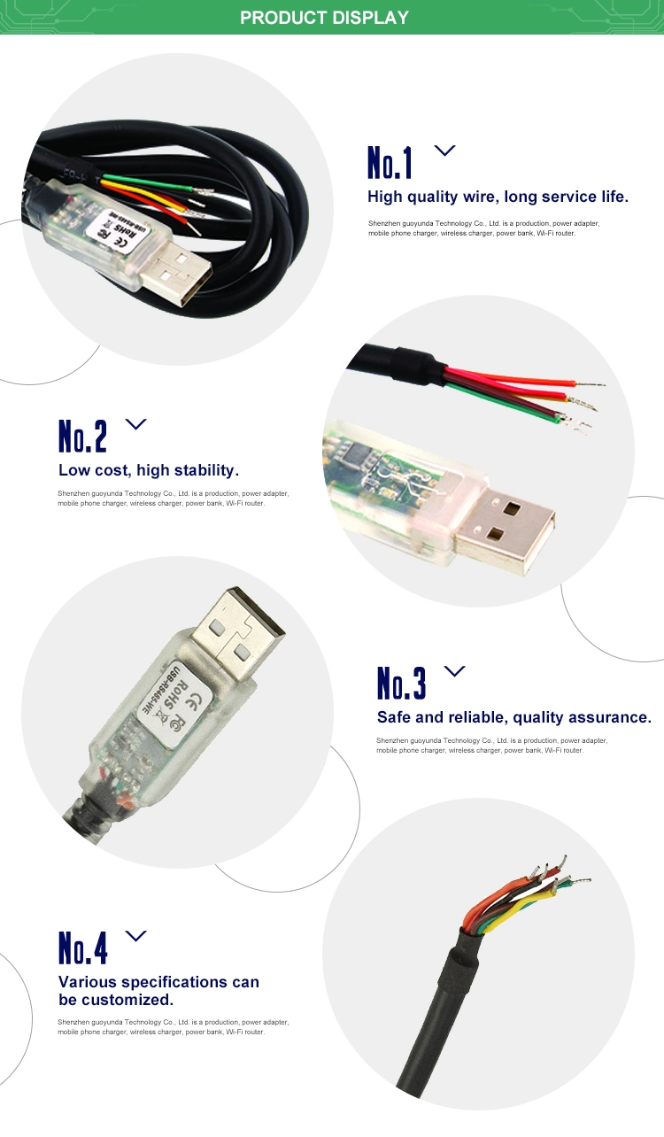 Ftdi Chip USB to RS485 Cable with Tx/Rx LEDs, Wire End, 1.8m USB-RS485-We